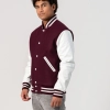 Maroon Wool Body & Bright White Leather Sleeves Letterman Jacket