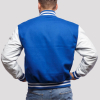 Bright Royal Blue Wool & Bright White Genuine Leather Varsity Letterman Jacket