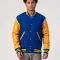 Bright Royal Body & Bright Gold Leather Sleeves Letterman Jacket