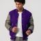 Purple Body & Grey Leather Sleeves Letterman Jacket