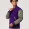 Purple Body & Grey Leather Sleeves Letterman Jacket