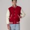 All-Wool Customizable Letterman Jacket in Scarlet Red & White
