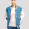 Newark Blue Wool Body & Bright White Leather Sleeves Letterman Jacket