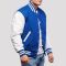 Bright Royal Blue Wool & Bright White Genuine Leather Varsity Letterman Jacket