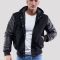 Black Wool Body & Black Leather Sleeves Hoodie Letterman Jacket