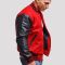 Scarlet Red Wool & Black Genuine Leather Varsity Letterman Jacket