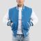Newark Blue Wool Body & Bright White Leather Sleeves Letterman Jacket