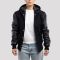 Black Wool Body & Black Sleeves Hoodie Letterman Jacket