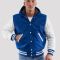 Bright Royal Wool Body & Bright White Sleeves Hoodie Letterman Jacket