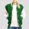 Kelly Green Wool Body & Bright White Leather Sleeves Letterman Jacket