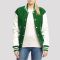 Kelly Green Wool Body & Bright White Leather Sleeves Letterman Jacket