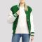 Kelly Green Wool Body & Bright White Leather Sleeves Letterman Jacket