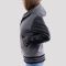 Light Oxford Wool Body & Black Sleeves Hoodie Letterman Jacket