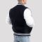 Navy Blue Wool Body & Bright White Leather Sleeves Letterman Jacket