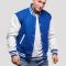 Bright Royal Wool Body & White Faux Leather Sleeves Letterman Jacket