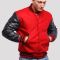 Scarlet Red Wool Body & Black Faux Leather Sleeves Letterman Jacket