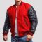 Scarlet Red Wool Body & Black Faux Leather Sleeves Letterman Jacket