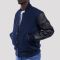 High Royal Wool Body & Black Faux Leather Sleeves Letterman Jacket