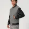 Light Oxford Wool Body & Black Faux Leather Sleeves Letterman Jacket