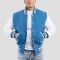 Newark Blue Wool Body & White Faux Leather Sleeves Letterman Jacket