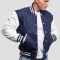 Royal Blue Wool Body & White Faux Leather Sleeves Letterman Jacket