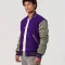 Purple Body & Grey Faux Leather Sleeves Letterman Jacket