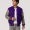 Purple Body & Grey Faux Leather Sleeves Letterman Jacket