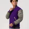 Purple Body & Grey Faux Leather Sleeves Letterman Jacket