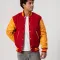 Scarlet Body & Bright Gold Leather Sleeves Letterman Jacket