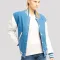 Newark Blue Wool Body & Bright White Leather Sleeves Letterman Jacket