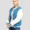 Newark Blue Wool Body & Bright White Leather Sleeves Letterman Jacket
