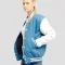 Newark Blue Wool Body & Bright White Leather Sleeves Letterman Jacket