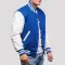 Bright Royal Blue Wool & Bright White Genuine Leather Varsity Letterman Jacket