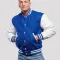 Bright Royal Blue Wool & Bright White Genuine Leather Varsity Letterman Jacket