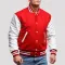Red Wool & White Genuine Leather Varsity Letterman Jacket