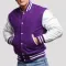 Purple Wool Body & Bright White Leather Sleeves Letterman Jacket