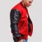 Scarlet Red Wool & Black Genuine Leather Varsity Letterman Jacket