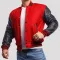 Scarlet Red Wool & Black Genuine Leather Varsity Letterman Jacket
