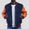 Royal Wool Body & Orange Leather Sleeves Letterman Jacket