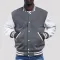 Light Oxford Wool Body & Bright White Leather Sleeves Letterman Jacket