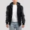 Black Wool Body & Black Sleeves Hoodie Letterman Jacket