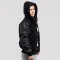 Black Wool Body & Black Sleeves Hoodie Letterman Jacket