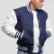 Royal Blue Wool Body & Bright White Leather Sleeves Letterman Jacket