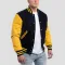 Navy Blue Wool Body & Lemon Leather Sleeves Letterman Jacket