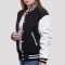 Black Wool Body & Bright White Leather Sleeves Letterman Jacket