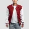 Cardinal Red Wool Body & Bright White Leather Sleeves Letterman Jacket