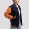 Royal Blue Wool Body & Orange Leather Sleeves Letterman Jacket