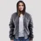 Light Oxford Wool Body & Black Sleeves Hoodie Letterman Jacket