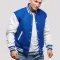 Bright Royal Wool Body & White Faux Leather Sleeves Letterman Jacket