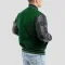Kelly Green Wool Body & Black Faux Leather Sleeves Letterman Jacket